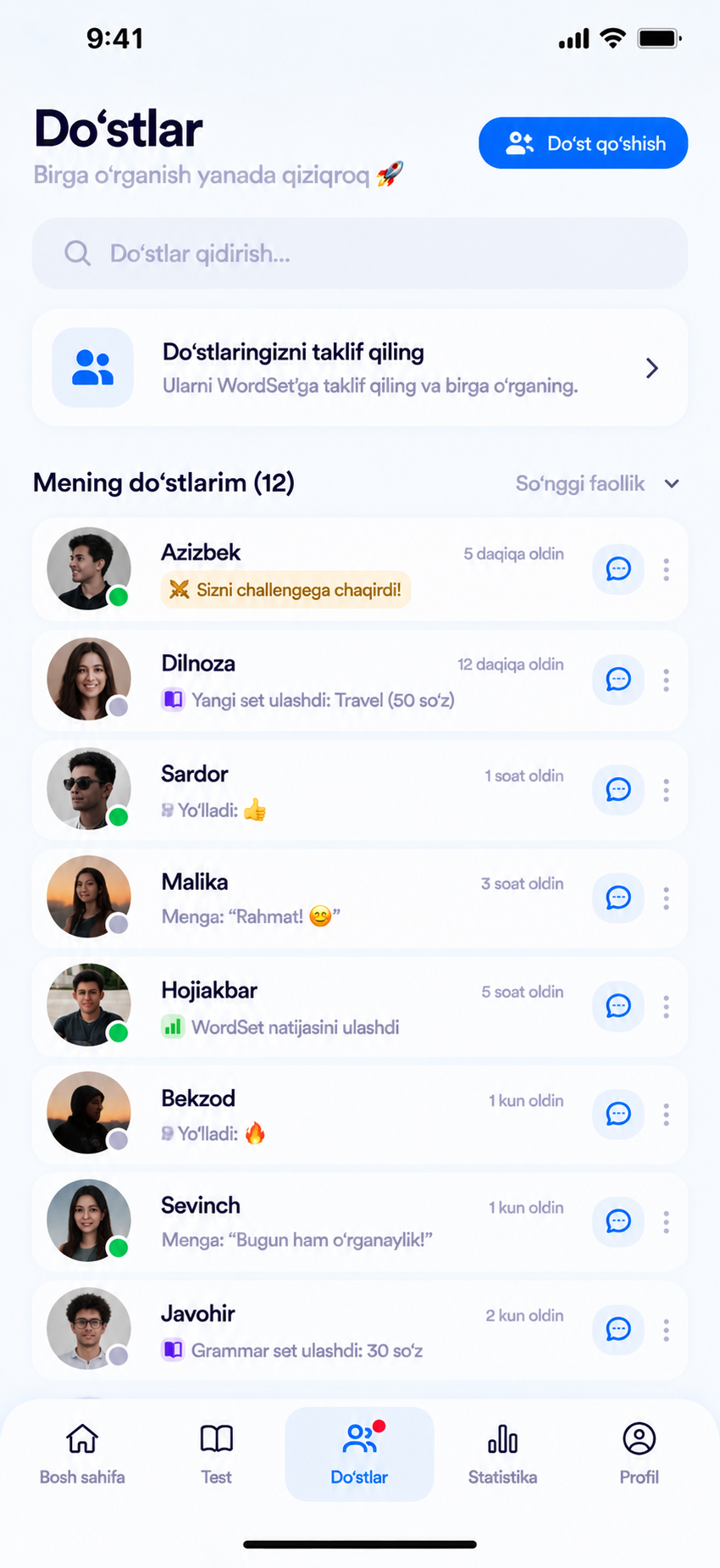 WordSet Do‘stlar ko‘rinishi